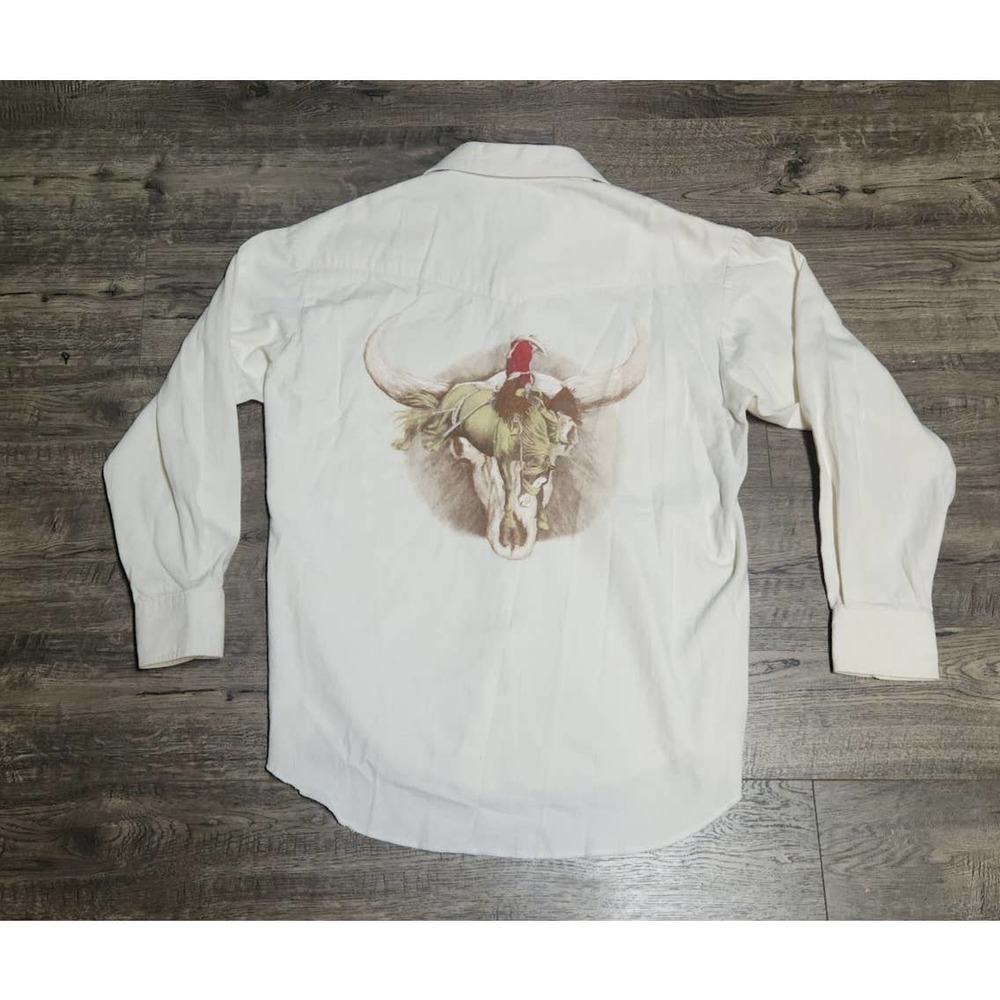 Vintage 90s Wrangler Western Cowboy Button Down Shirt Mens Medium M 151/2 34